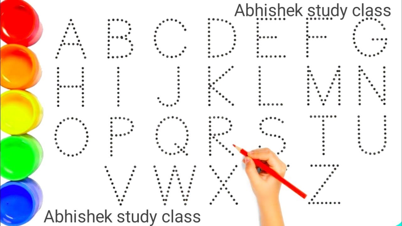 Alphabet, ABC song, abcd, a to z, Kids rhymes, collection for writing along dotted lines for toddler