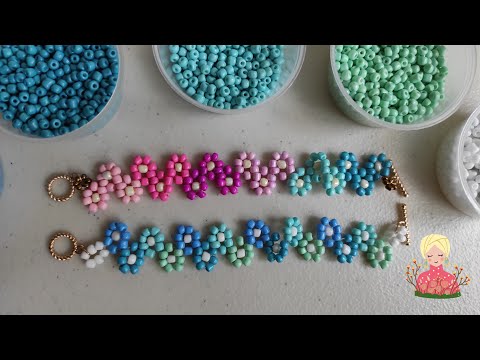 Daisy Bracelets /Tutorial Gelang Manik Bunga Zig-Zag / DIY Zig-Zag Flower Beads Bracelets (PART 2)