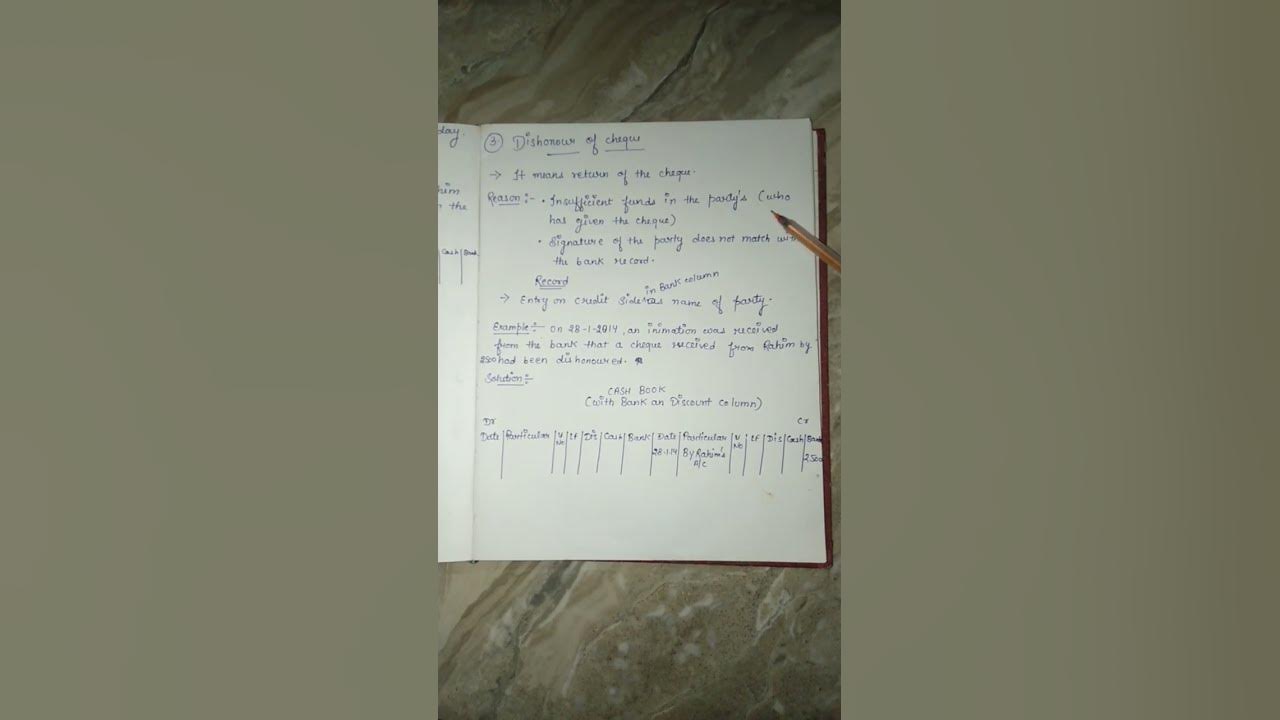 cash-book-dishonour-of-cheque-class-11-youtube-ytshort-viral
