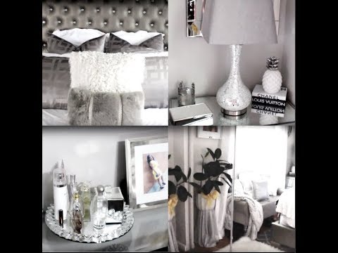 My Glam Gray And White Bedroom Tour|2018 - YouTube