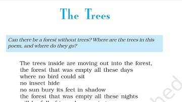 The Trees | Class 10 English Poem | Poet Adrienne Rich