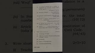 BA LLB 2nd semester Family Law ll Question Paper 2025. Paper Code 2.5 (Guwahati University)