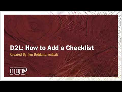 D2L: How To Add A Checklist