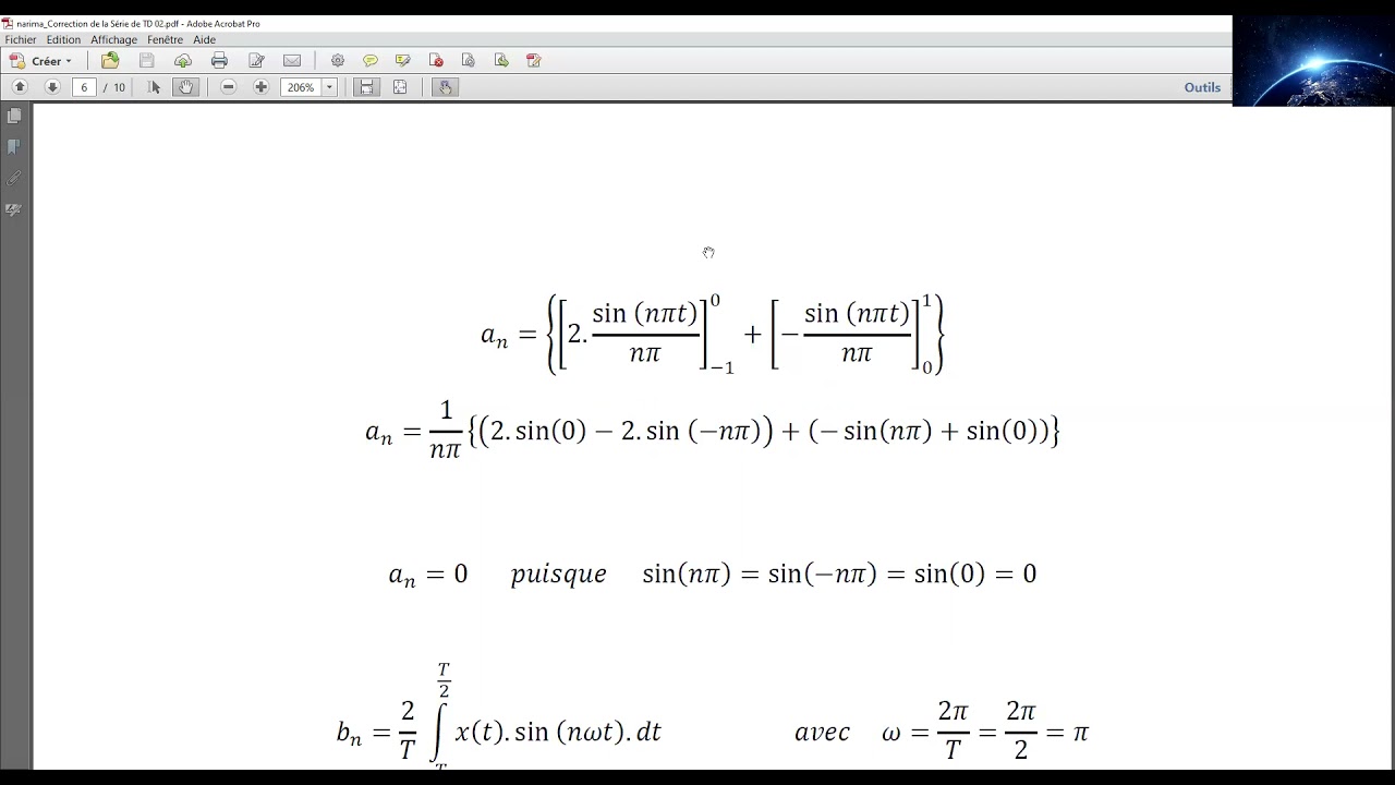 Exercice N°03 :corrigé sur la série de Fourier