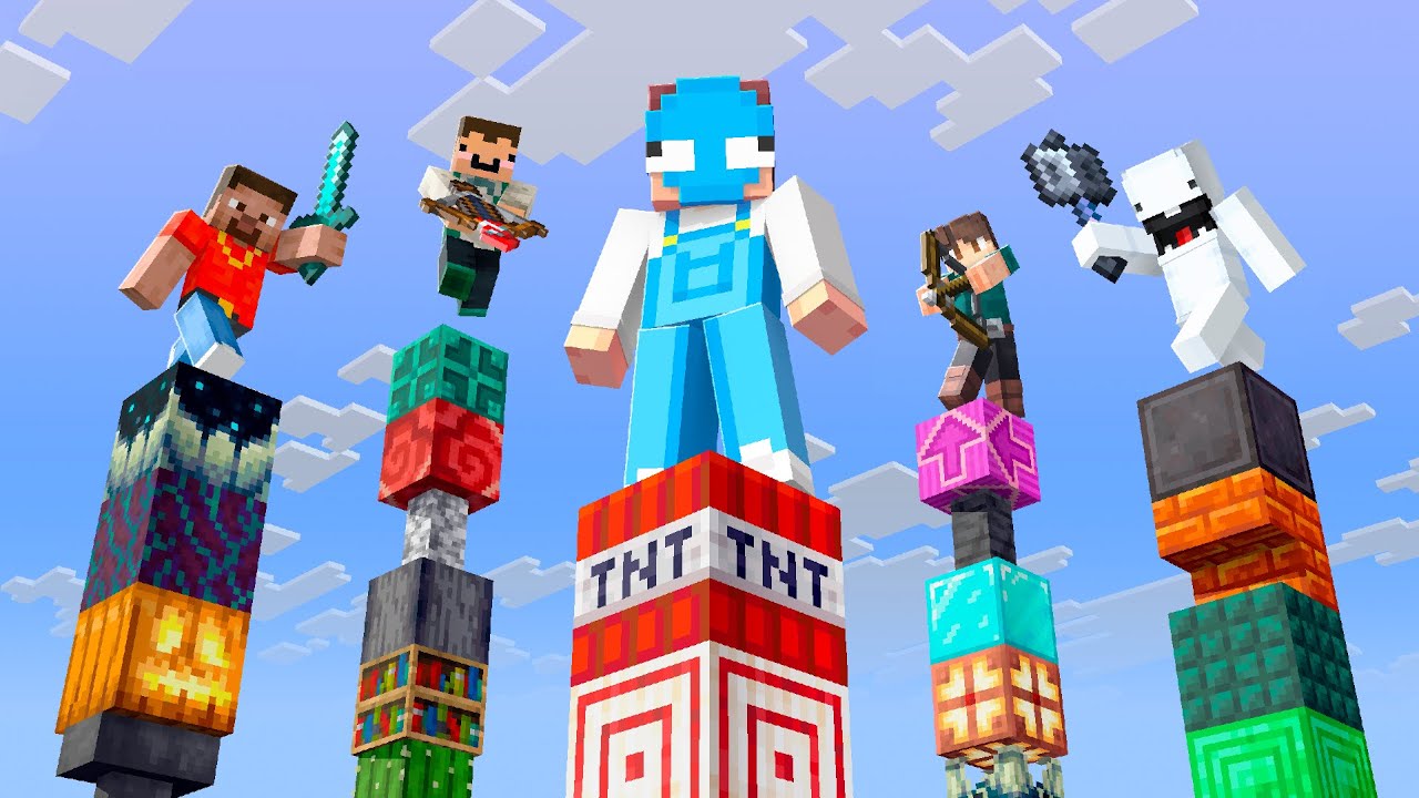 I Put 6 YouTubers on Random Item Pillars
