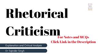 Rhetorical Criticism | Literary Terms | UGC NET NTA | Master Cadre | Lecturer Cadre