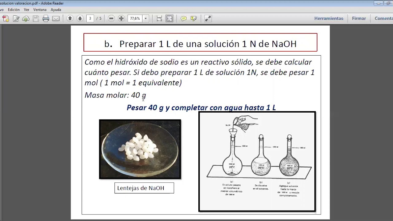 Laboratorio de valoración de hidróxido de sodio y ácido clorhídrico