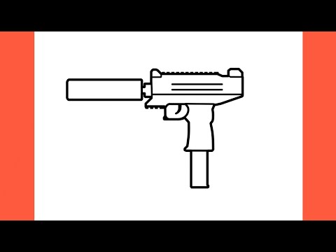 How to draw MICRO UZI submachine gun from PUBG easy / drawing micro uzi smg step by step