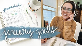 MY JANUARY GOALS | monthly goal-setting with powersheets | plan with me | 2022