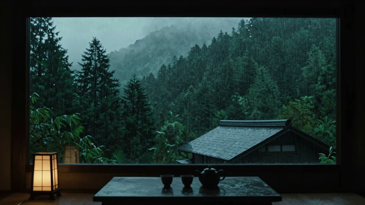 Rain Sounds in a Dark Bedroom (No Ads) Relaxing Ambience for Deep Sleep, Focus, and Meditation
