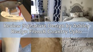 Review Signature Design by Ashley Realyn French Country Upholstered Tufted Accent Bench, Antique Whi