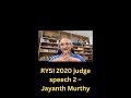 Rysi 2020 judge speech 2  jayanth murthy