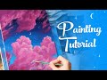 Acrylic Painting Tutorial - Pink Cloud Painting
