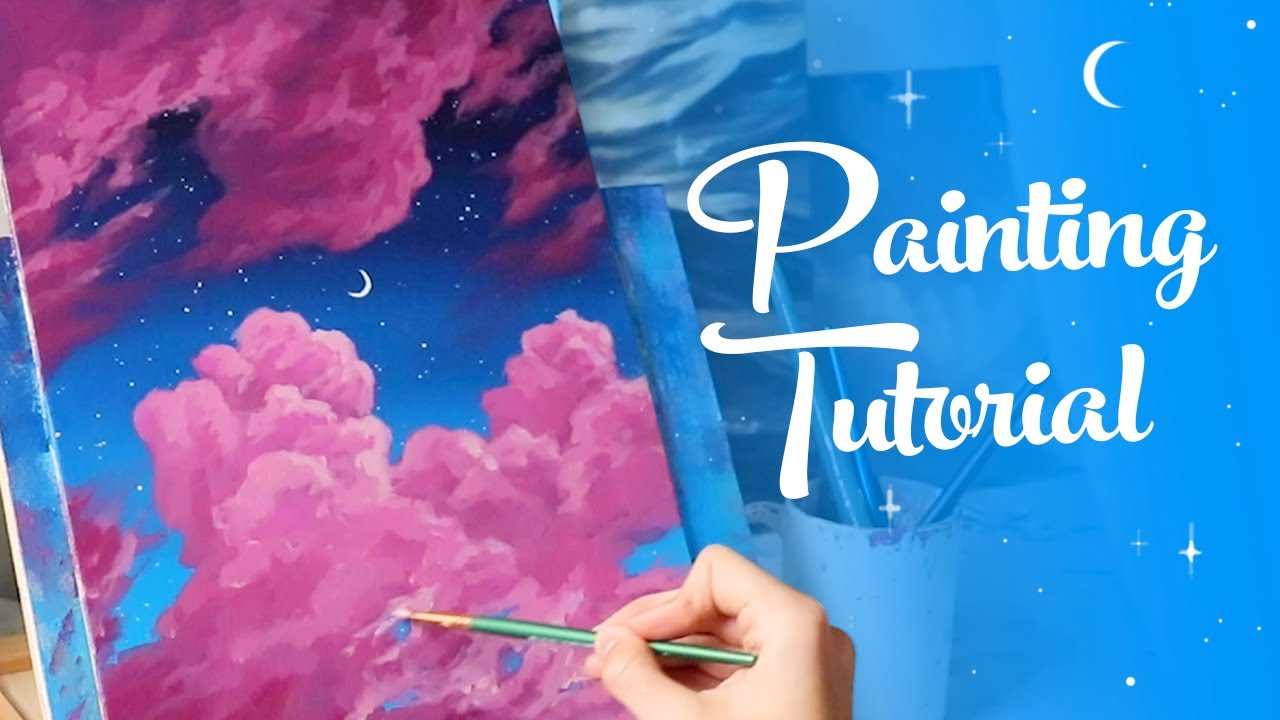 Acrylic Painting Tutorial - Pink Cloud Painting