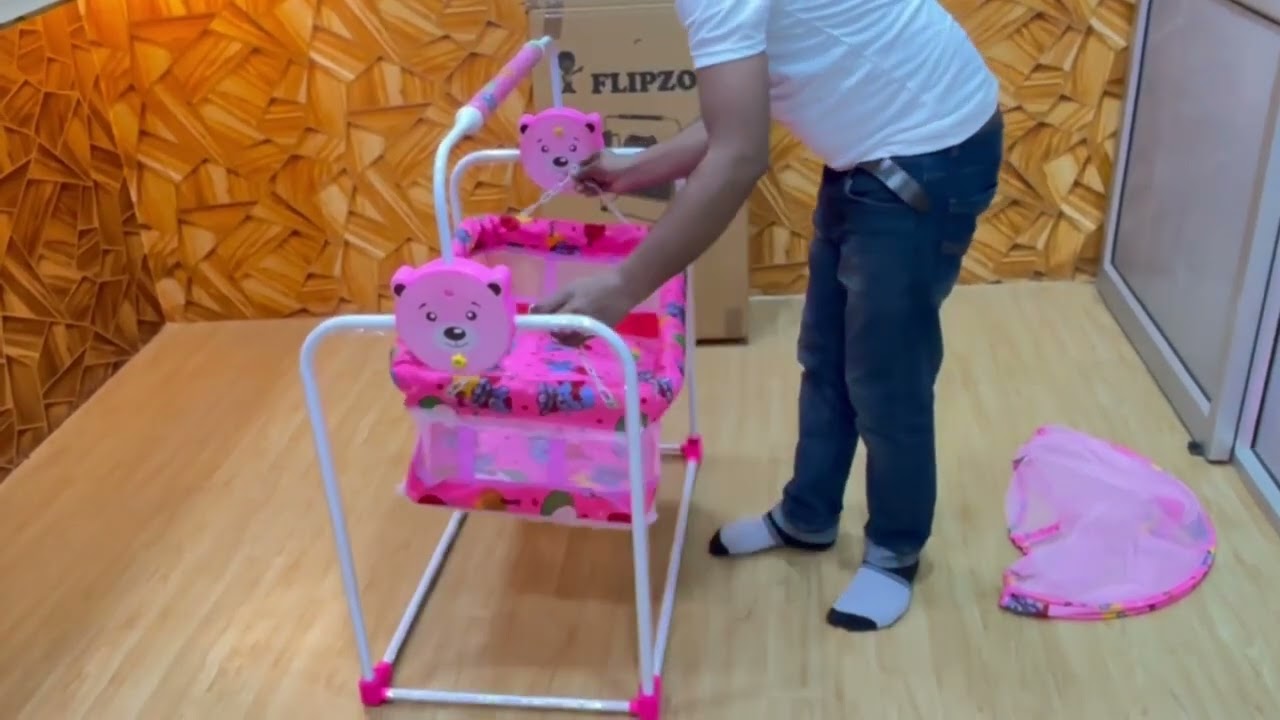 Installation Video of FLIPZON Premium New Born Baby Sleep Swing Cradle for 0-13 Months Baby (J1)