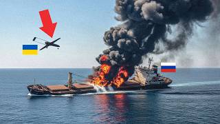 WATCH: 14 Ukrainian Drones OBLITERATE Russia’s $500M Shahed Ship