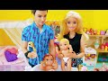 Barbie ken Twin Baby Dolls Family Morning Bedroom and Bathroom Routine 바비 인형 디즈니 공주 인어공주 백설공주 임신 출산