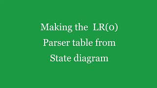 Making LR0 Parser Table from the State diagram