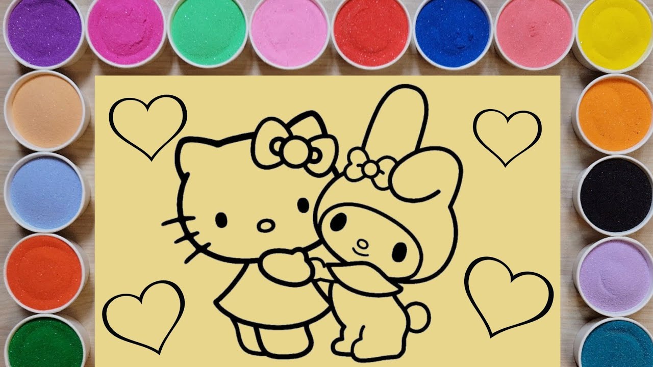 Sand Painting Hello Kitty and My Melody |How to Draw and Coloring