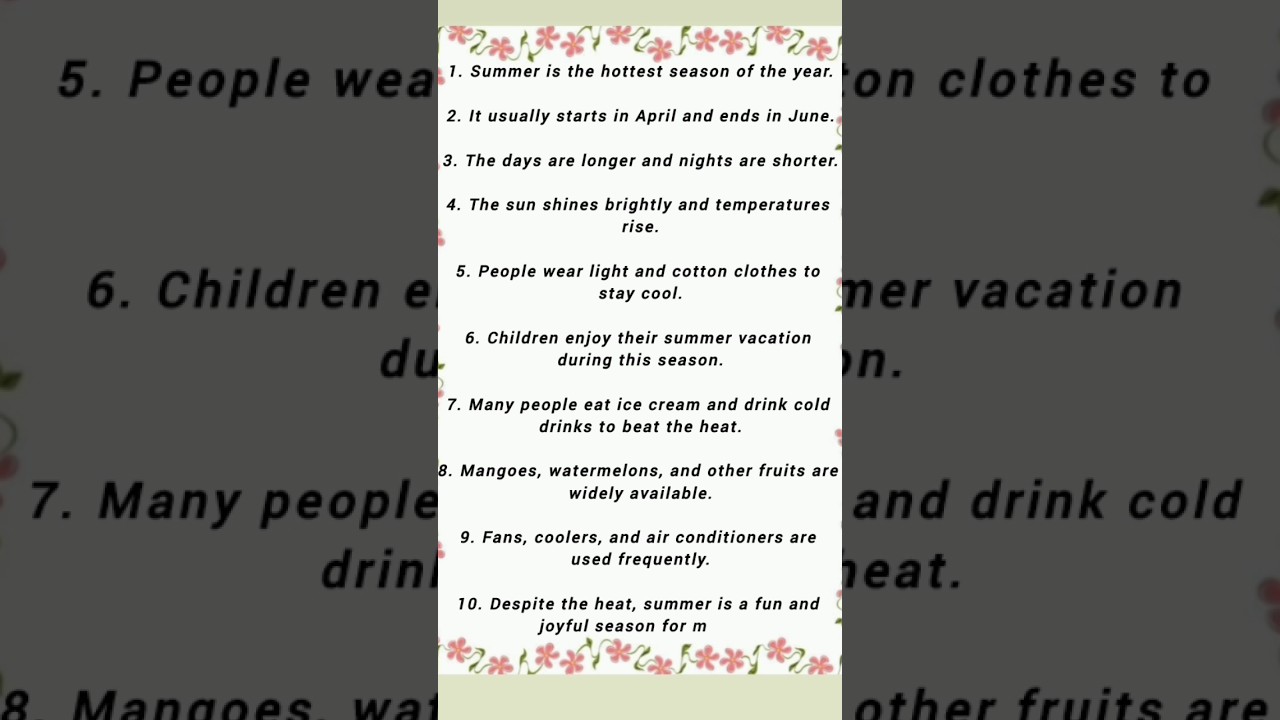 Summer season essay in english 