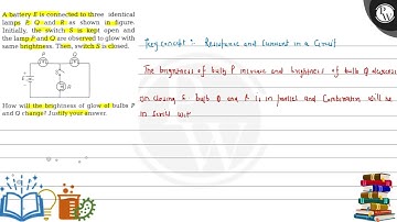 A battery \( E \) is connected to three identical lamps \( P, Q \) ...