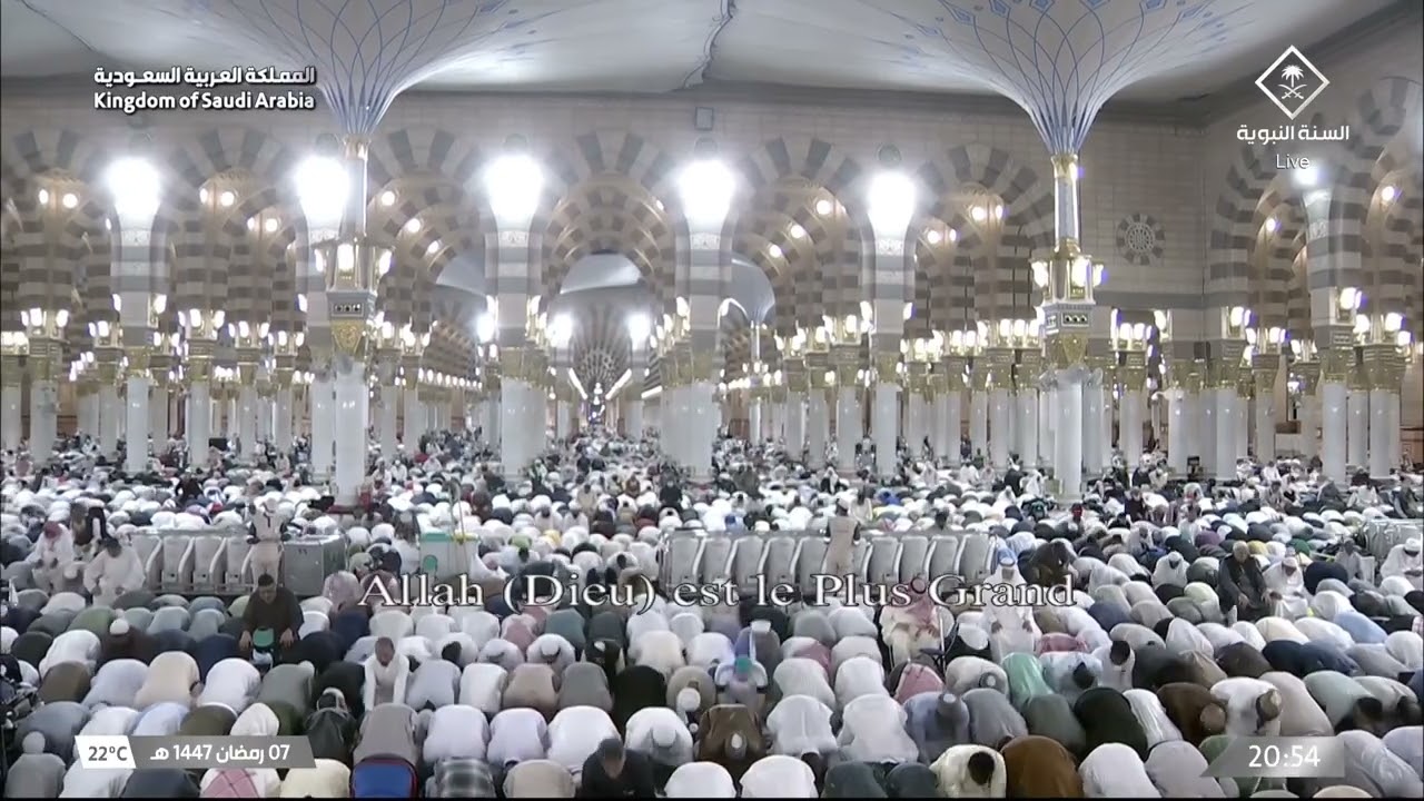 صلاة التراويح كاملة من الحرم النبوي ليلة 8 رمضان 1447 عبدالله القرافي  أحمد الحذيفي