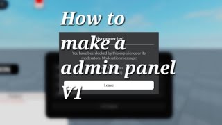 How to make admin panel V1