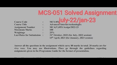 MCS-051 SOLVED ASSIGNMENT 2022-2023 ||  IGNOU ||