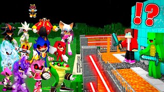 All Scary SONIC.EXE monsters vs Security House in Minecraft Challenge Maizen JJ and Mikey