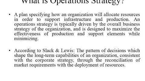 Introduction to Operations Strategy