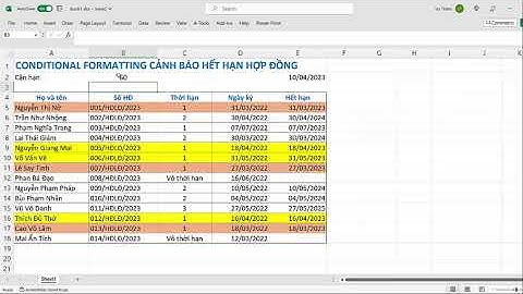 Hướng dẫn Conditional Formatting cảnh báo hết hạn hợp đồng