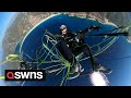 Terrifying moment paraglider plummets into freefall after chute fails  swns