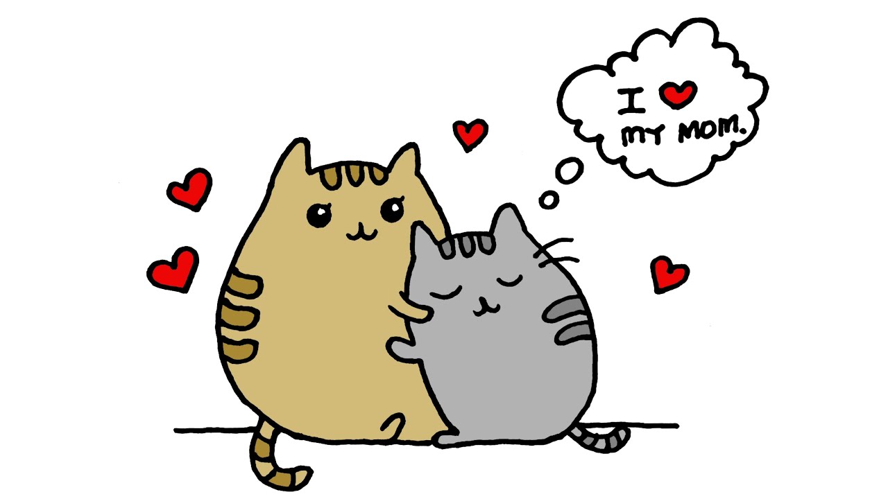 How To Draw Cute Pusheen Mothers Day Art YouTube