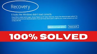 recovery - it looks like windows didn't load correctly - blue screen error