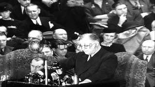 US President Franklin Delano Roosevelt gives a strong defensive political speech ...HD Stock Footage