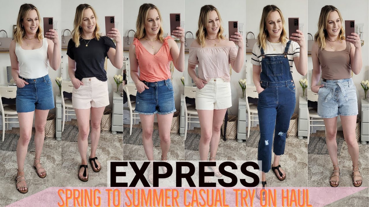 Casual Express Try On Haul for Spring & Summer | Jean Shorts, Overalls, Tops & Tanks | Lindsey Loves