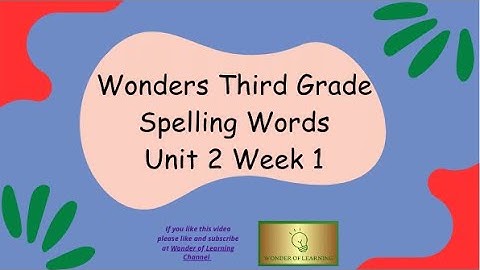 Wonders 3rd Grade Spelling Words Unit 2 Week 1