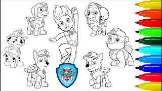 Paw Patrol Coloring Book Chase Marshall Rocky Skye Rubble Zuma Coloring Markers