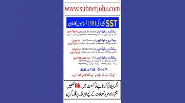 SST Jobs 2025 | Secondary School Teachers SST Jobs 2025 For Male Female | New Jobs in Pakistan 2025