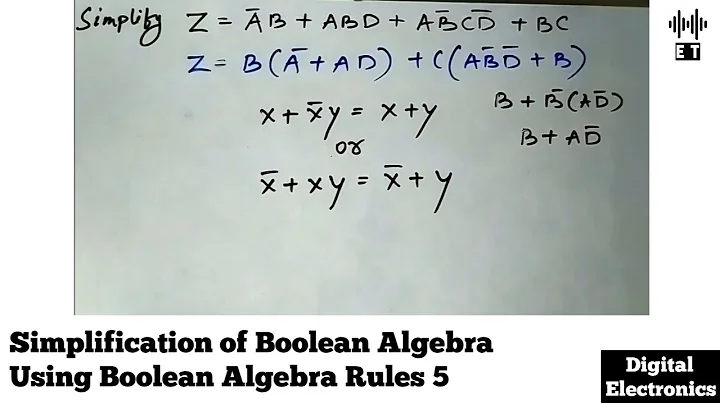 Simplification of Boolean Expression Using Boolean Algebra Rules | Important Questions 5