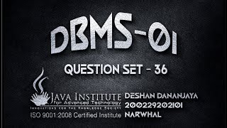 Question set 36 | Database Management Syastem | Java Institute for  Advanced Technology.