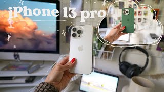 🥞 iPhone 13 pro unboxing (silver, 256gb) + cute accessories + aesthetic homescreen