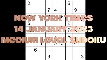Sudoku solution – New York Times sudoku 14 January 2023 Medium level