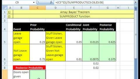 Excel Statistics 55.5: Bayes Theorem Posterior Probabilities