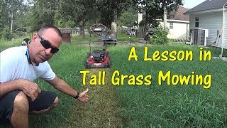 Pt 1 How To Cut Tall Grass with Cheap Lawn Mower   Mowing Tall Overgrown Grass