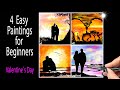 Valentine´s Day Easy Sunset Paintings  | Acrylic Painting for Beginners | Couples Silhouette