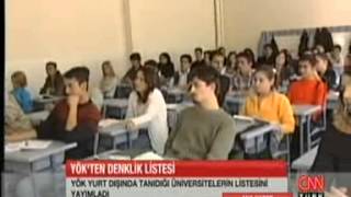 Yök Yurt Dişinda Taninan Üni̇versi̇teleri̇ Yayinladi Cnn Türk-Ana Haber-12082013