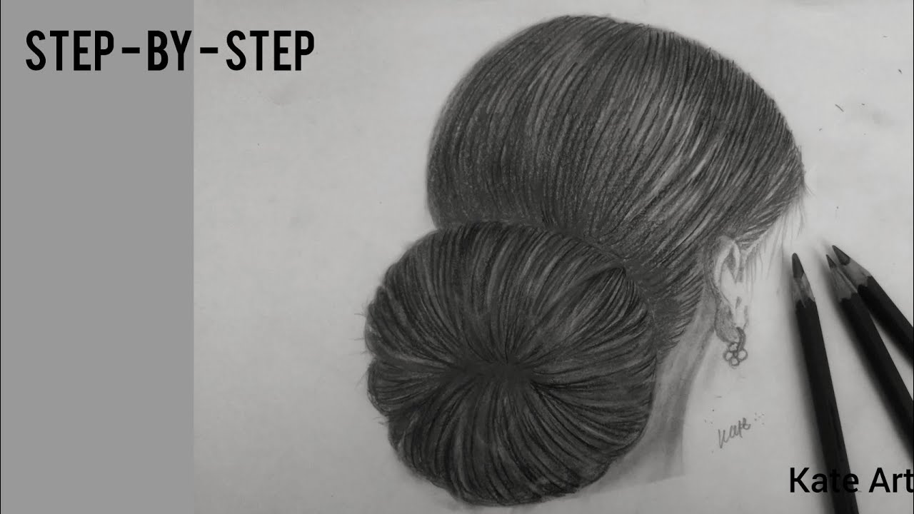 HOW I DRAW HAIR BUN /my own tutorial step by step - YouTube