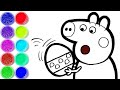 How to draw Peppa Pig with Suzy Sheep - Peppa and Friends Coloring Page