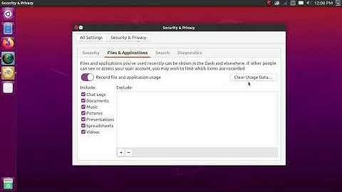 How to clear usage data from ubuntu-unity-desktop history